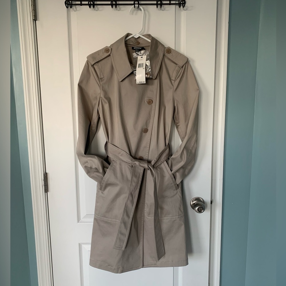 DKNY Classic Beige Trench Coat (Size 14)